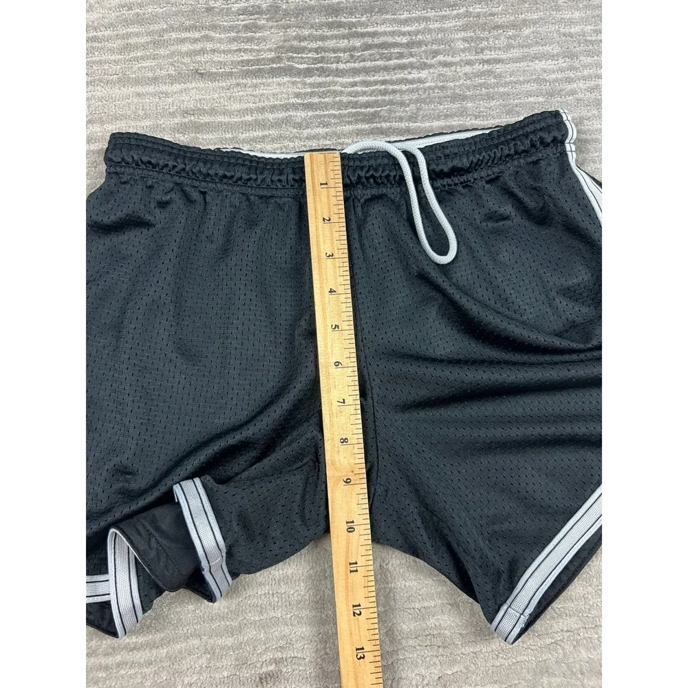 Nike Athletic Shorts Boy XL Black Mesh White Stripe Swoosh Gym Sporty Drawstring